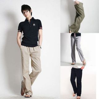 Mens Designed Loose Fit Comfort Straight Linen Pants Stylish