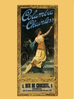 Columbia Bicycle Bike Cycle Lady Girl Hartford Vintage Poster Repro