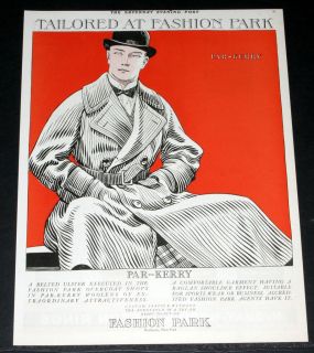 1921 OLD MAGAZINE PRINT AD, FASHION PARK, PAR KERRY WOLLEN BELTED