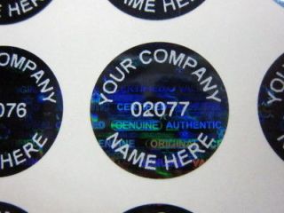 100 CUSTOM PRINTED ROUND BLACK TINT HOLOGRAM SECURITY LABELS STICKERS