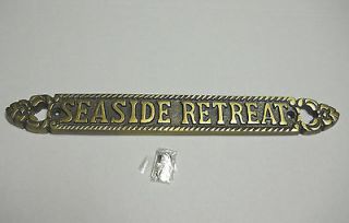 Decorative Collectible Brass Finished Seaside Retreat Wall Plaque Sign