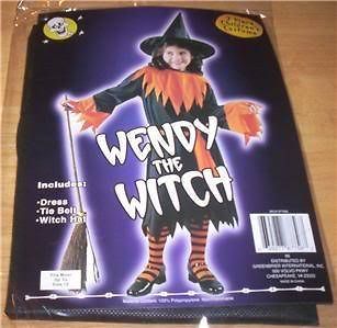 HALLOWEEN COSTUME WENDY THE WITCH 3 PC ONE SZ TO 12 NEW