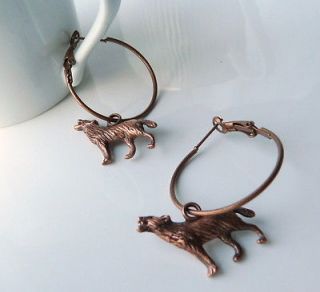 Wolf Twilight Saga Fan Antique Copper 1 1/4 inch Hoop Earrings