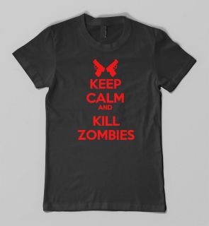 KEEP CALM AND KILL ZOMBIES Funny Walking Horror Dead Carry On T Shirt