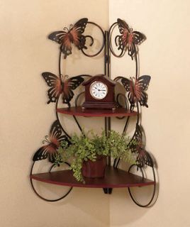 CORNER WALL SHELF Decorative Butterfly Home Decor Brushed Metal