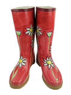 Corkys Rain Boots Elite Red Daisy SZ 6 11