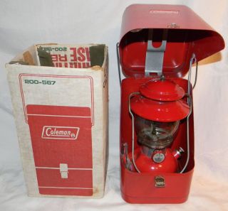 1973 Coleman Lantern Model 200A With Metal Carrying Case & Original