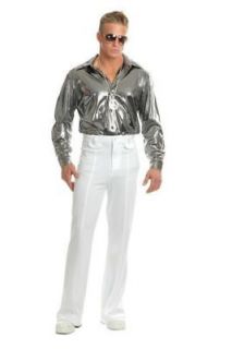 silver DISCO SHIRT 70s metallic adult mens couple halloween costume M