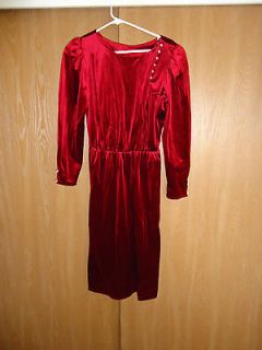 Vintage Red Velvet 40s 50s Pinup Girl Swing A Line Couture Dress 13