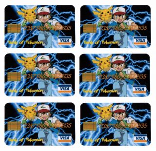 Pokemon Credit Cards Party Bag Fillers X6