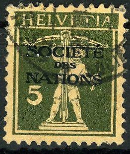 Offices, Societe des Nations, 1928 the 5 C green, used, normal paper