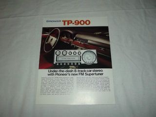 Pioneer TP 900 8 Track Car Stereo Vintage Original Catalog / Brochure
