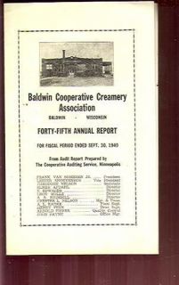 1949 Baldwin Cooperative Creamery Association 45th Annual Report EX+