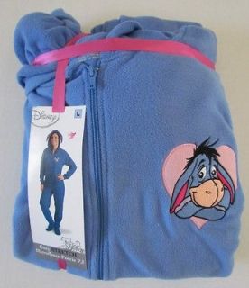 DISNEY Eeyore Blue Cozy Stretch Micro Fleece Footie PJs Pajamas Large