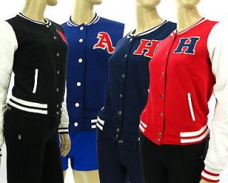 Cute WOMENS VARSITY BASEBALL JACKET Letterman Casual With Patch H