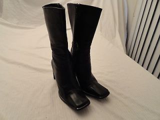 WOMENS VERA GOMMA LEATHER BLACK MIDCALF Boots SIZE EU35 Made in