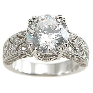 Plutus Sterling Silver Cubic Zirconia Princess Antique Wedding style