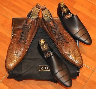 3250 Authentic New Men’s ZILLI Brown Crocodile & Deerskin Boots