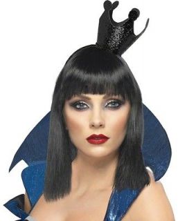 Sexy Evil Dark Queen Costume Black Glitter Mini Crown Hat
