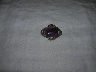 antique Silver and Amethyst brooch pin