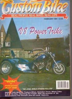 Custom Bike Magazine 2/94 V8 Trike, BMW R90 s, DD Trike, Vincent Mania