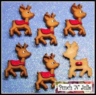   Rudolph Animal Santa Sleigh Christmas Eve Themed Craft Buttons