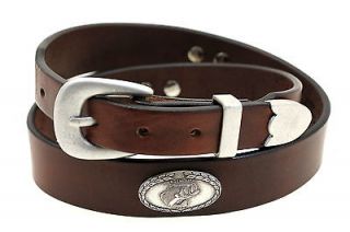 American Made 35mm Walnut Bridle Leather Belt With Large Mouth Bass
