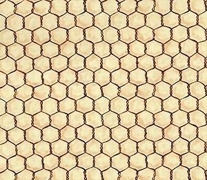 Barnyard Brown Chickenwire Pattern on Ivory Fabric Fat Quarter