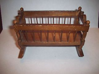 Vintage Doll House Wood Baby Cradle