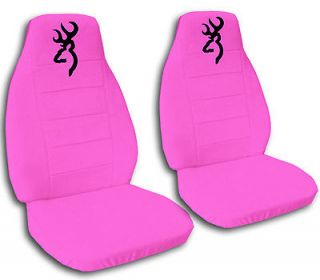 CUTE CAR SEAT COVERS VELOUR HOT PINK WITH BLACK browning FRONT + REAR