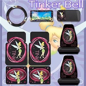 9pc Tinkerbell Car floor Mats Seat Covers CD Steering