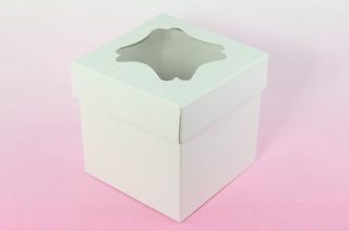 5x, Bakery Cupcake Holder Gift Box Boxes with insert & window, White