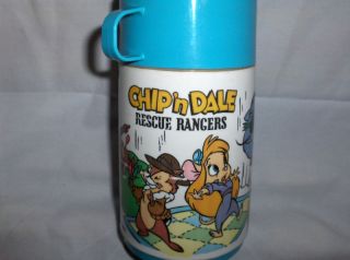 Chipn Dale Blue CupDisney`Pl astic Thermos`W/Sip Top 
