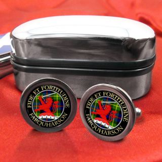 Farquharson Scottish Clan Crest Badge Cufflinks & Box