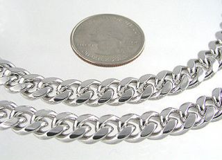 RHODIUM OPEN CURB LINK CHAIN MENS NECKLACE 9mm 20 or custom size