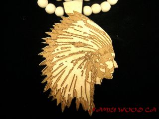 Apache Chief Good Custom Wood Necklace Pendant Chain NYC Native