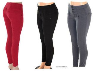 Waisted Skinny Jeans Black Gray or RED Dark Wash colored women pants