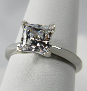 00 CT PRINCESS CUT SOLITAIRE ENGAGEMENT RING SOLID .925 STERLING