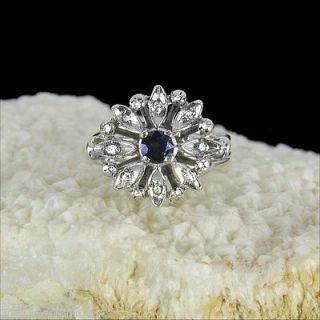 Stunning estate blue sapphire and diamond ring rings size 6 1/2 M F
