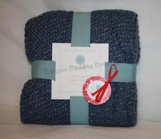 Martha Stewart Azure Blue Textured Yarn Throw Blanket Nubby Knit Solid