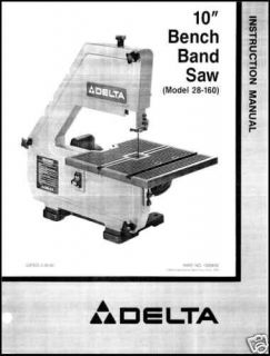 Delta 10 Band Saw Model 28 160 Instruction Manual