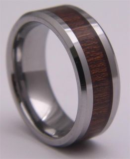 Tungsten Carbide Ring with Wood Inlay Band Mens Men Man Mans Very