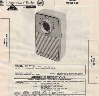 Philco Model T 50 Transistor Portable Radio Photofact Technical Docs