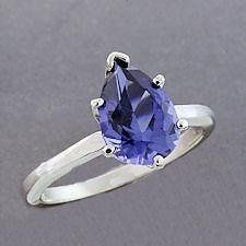 Blue Sapphire 10x7mm Pear Sterling Silver .925 Ring (Sizes 4 12