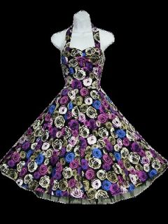 Floral Swing Pinup 50s 40s 60s Halter Dress Vintage style Retro