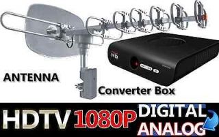 HDTV Converter Box Outdoor Rotating Digital 360 Antenna UHF VHF Tuner