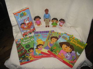 Lot of Dora The Explorer Books, Pvc figures and Vhs