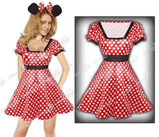 Hot Womens Red Minnie Mouse Party Fancy Dress Costume Outfit size 2XL