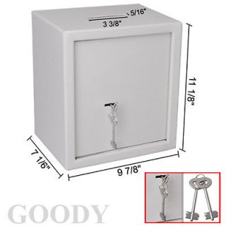 White Safe Secure Solid Steel Slot Drop Cash Box with Deposit Key