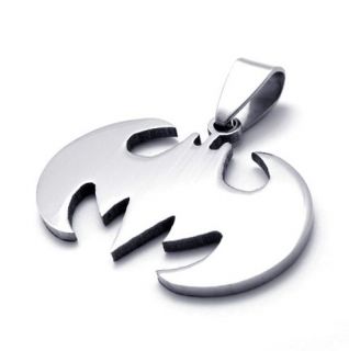 Mens Unisex Charm Batman Stainless Steel Pendant Bead Necklace Chain